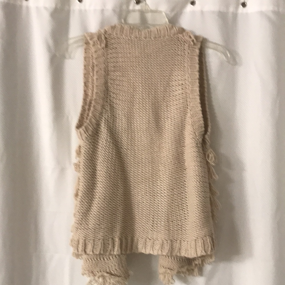 American Rag Beige Knitted Shag Fringe Cardigan - Picture 3 of 7